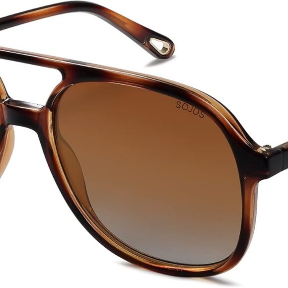 Retro Polarized Aviator Sunglasses for Women Men Classic 70s Vintage Trendy Squa - Picture 1 of 5